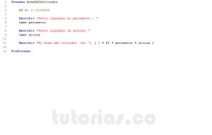 programacion en pseint: area de un cilindro
