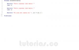 programacion en pseint: area de un cometa