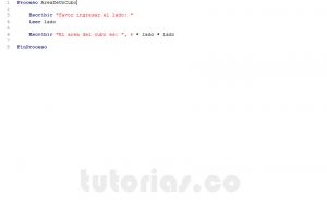 programacion en pseint: area de un cubo