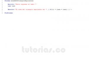 programacion en pseint: area de un triangulo equilatero