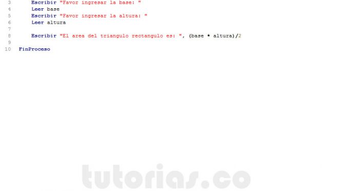 programacion en pseint: area de un triangulo rectangulo