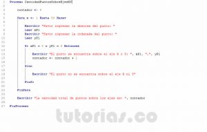 programacion en pseint: cantidad de puntos sobre los ejes XY