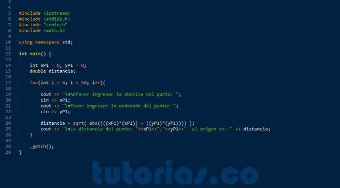 programacion en C++: distancia al origen