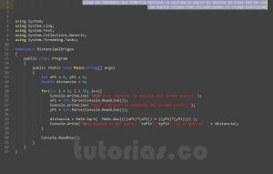 programacion en c#: distancia al origen