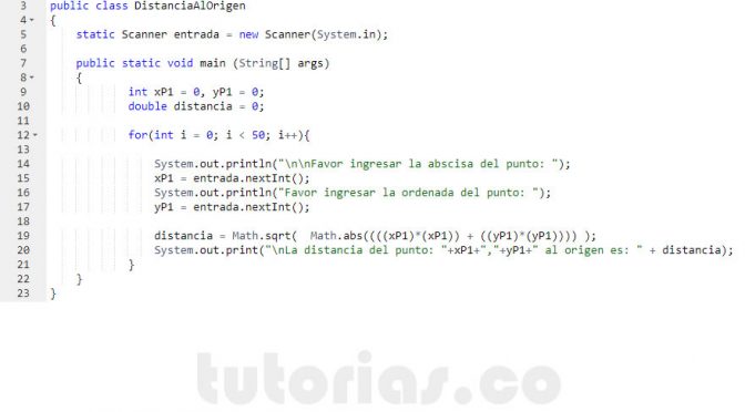 programacion en java: distancia al origen