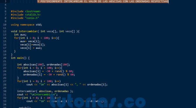 programacion en C++: intercambiar abscisas con ordenadas