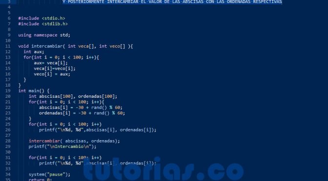 funciones – turbo C (intercambiar abscisas con ordenadas)