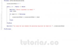 programacion en pseint: la variable acumulador