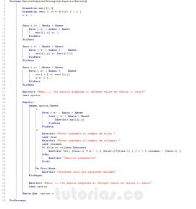 programacion en pseint: matriz dispersa triangular superior derecha