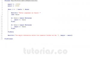 programacion en pseint: mayor distancia entre numeros leidos