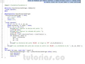 programacion en objective C: menor distancia al origen