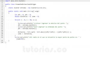 programacion en java: promedio distancias al origen