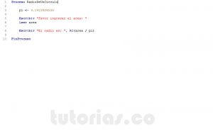programacion en pseint: radio de un circulo