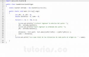 programacion en java: suma distancias al origen