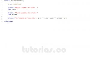 programacion en pseint: volumen de un cono