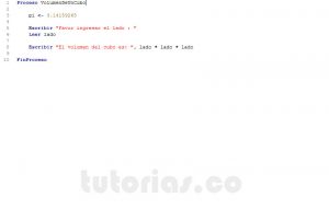 programacion en pseint: volumen de un cubo