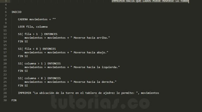 sentencia si-sino – pseudocodigo (movimiento de la torre)