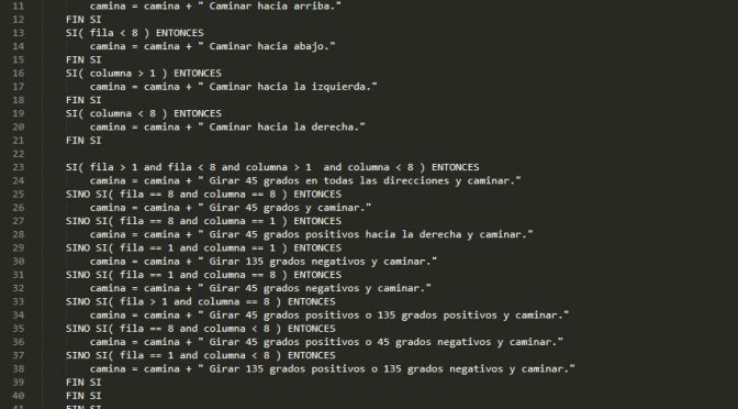 sentencia si-sino – pseudocodigo (movimiento de un robot)