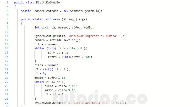 programacion en java: numero del medio