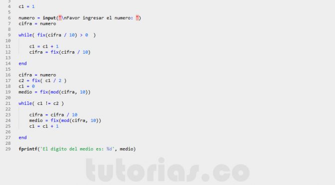 programacion en matLab: numero del medio