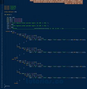 programacion en C++: tabla de verdad