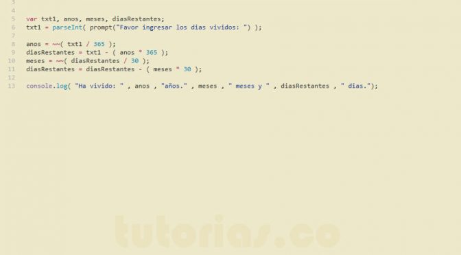 programacion en javascript: cantidad de años meses y días vividos