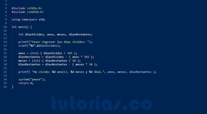 programacion en turbo C: cantidad de años meses y días vividos
