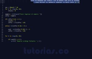 programacion en python: numeros arabigos faltantes