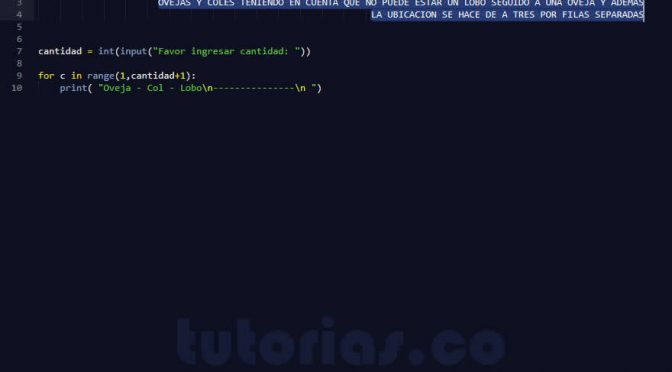 programacion en python: cantidad ovejas lobos y coles