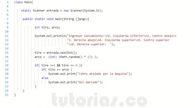 programacion en java: cobro penalti simulado