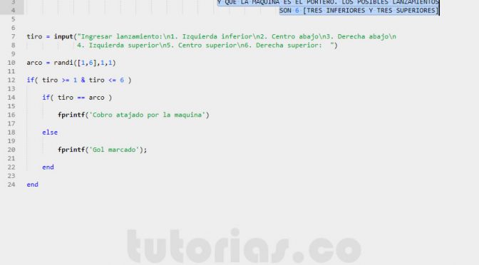 sentencia if-else – matLab (cobro de penalti simulado)