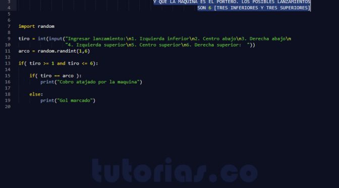 programacion en python: cobro penalti simulado