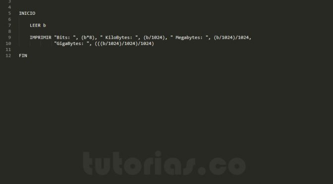 programacion en pseudocodigo: conversion de bytes