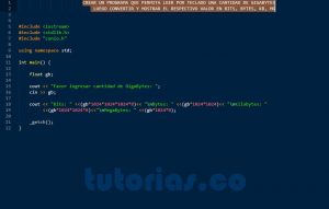 programacion en C++: conversion de gigabytes