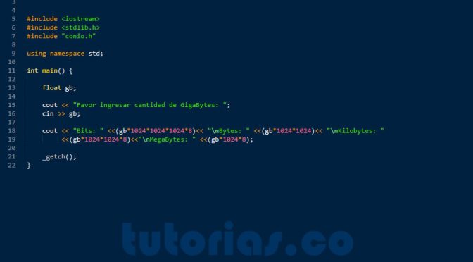 programacion en C++: conversion de gigabytes