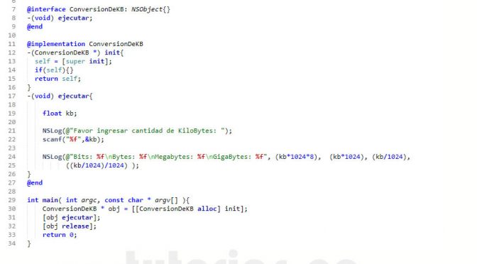 programacion en objective C: conversion de kilobytes