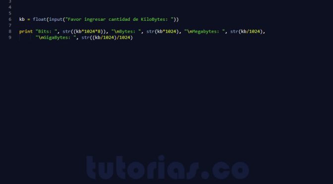 programacion en python: conversion de kilobytes