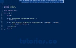 programacion en turbo C: conversion de kilobytes