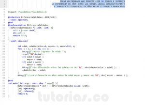 programacion en objective C: diferencia de edades