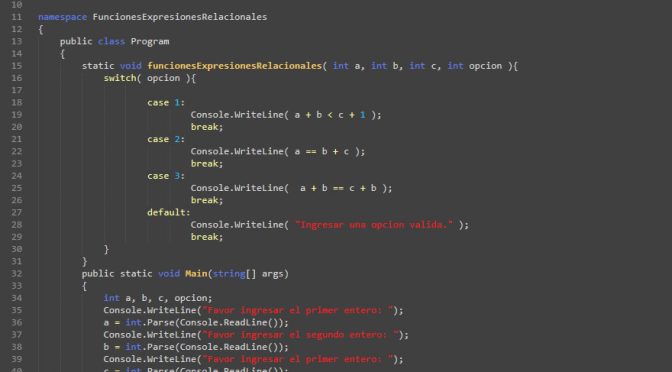 funciones – visualStudio c# (funciones expresiones relacionales)