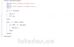 programacion en pseint: numeros impares entre un rango