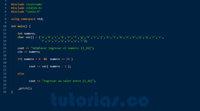 programacion en C++: letra del alfabeto