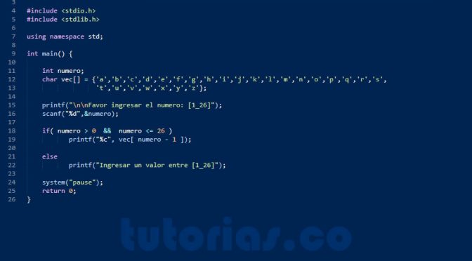 arrays – turbo C (letra del alfabeto)