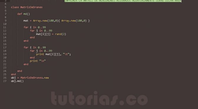programacion en ruby: matriz de mini drones