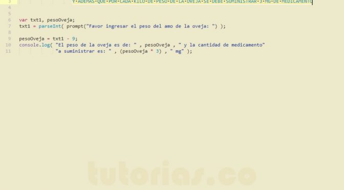programacion en javascript: peso de oveja y cantidad de medicamento