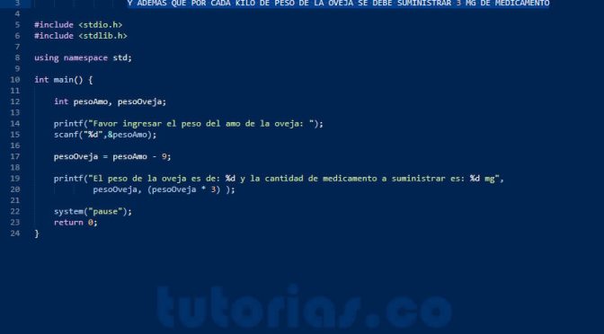 programacion en turbo C: peso de oveja y cantidad de medicamento