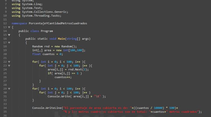 programacion en c#: porcentaje y cantidad de metros cuadrados