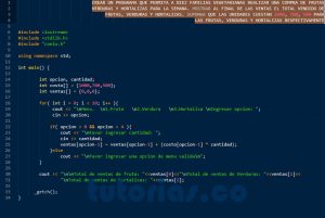 programacion en C++: venta de frutas, verduras y hortalizas