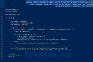 programacion en turbo C: venta de frutas, verduras y hortalizas