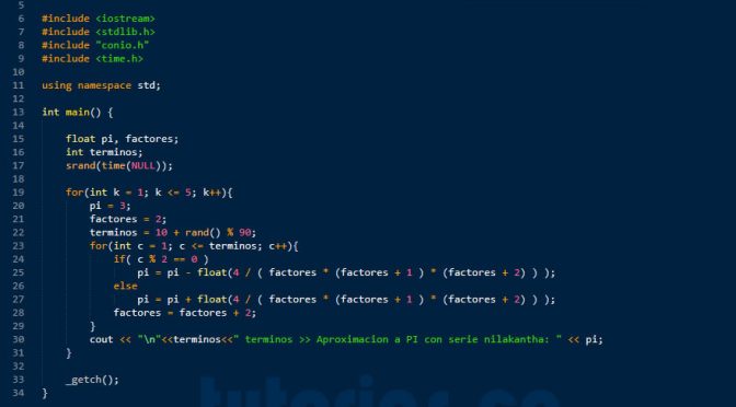 programacion en C++: aproximacion de la serie nilakantha